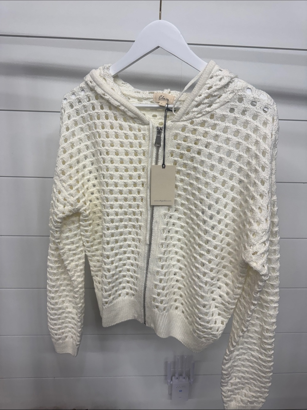Elan Cream Zip Hoodie Cardigan